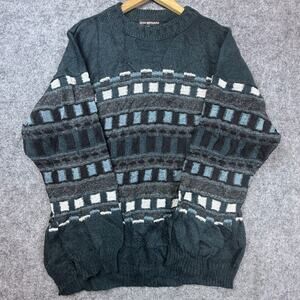 Vintage Jean Bernard Sweater‎ Womens Large 90s Dad Cozy Retro Geometric Knit